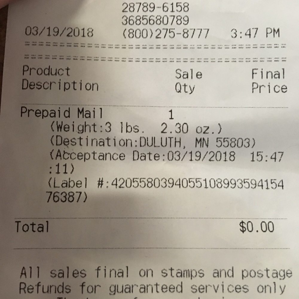 Proof it was sent out 3/19/2018